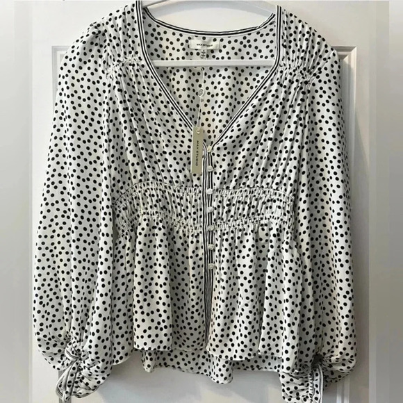 NWT Max Studio Polka Dot Blouse - Picture 1 of 3